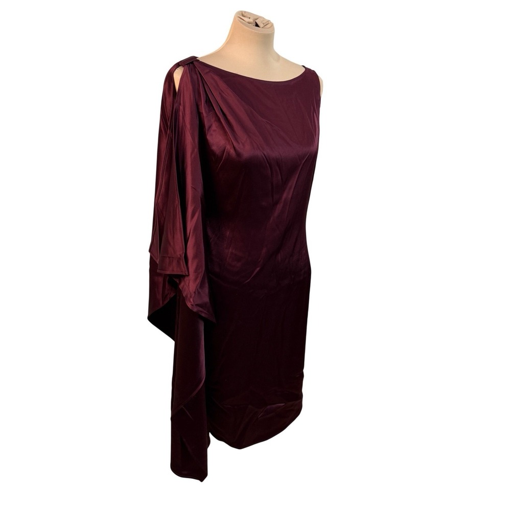 St John Sz 6 Liquid Satin Burgundy Wine Flutter Formal Dress‎ Old Money Timeless